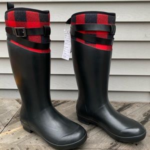 Muck Women's Tremont Strap Tall Red Plaid Boots 8